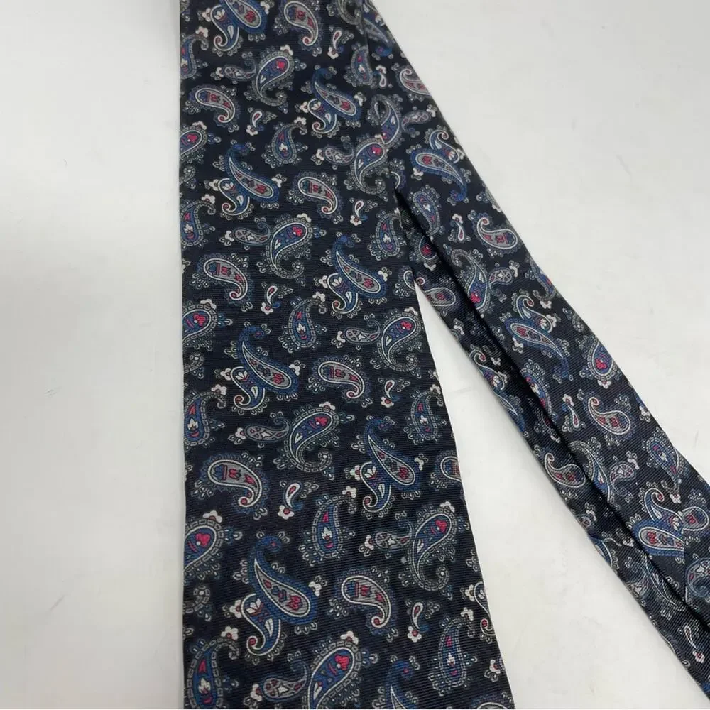 Mario Valentino black paisley silk tie business casual work office wedding